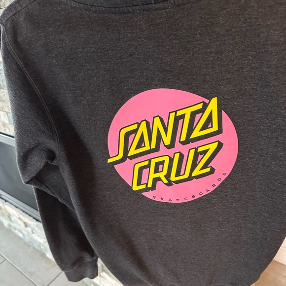 Santa Cruz Original Dark Gray Hoodie with Pink and Yellow Size Medium Kids 8-10 - Picture 4 of 13